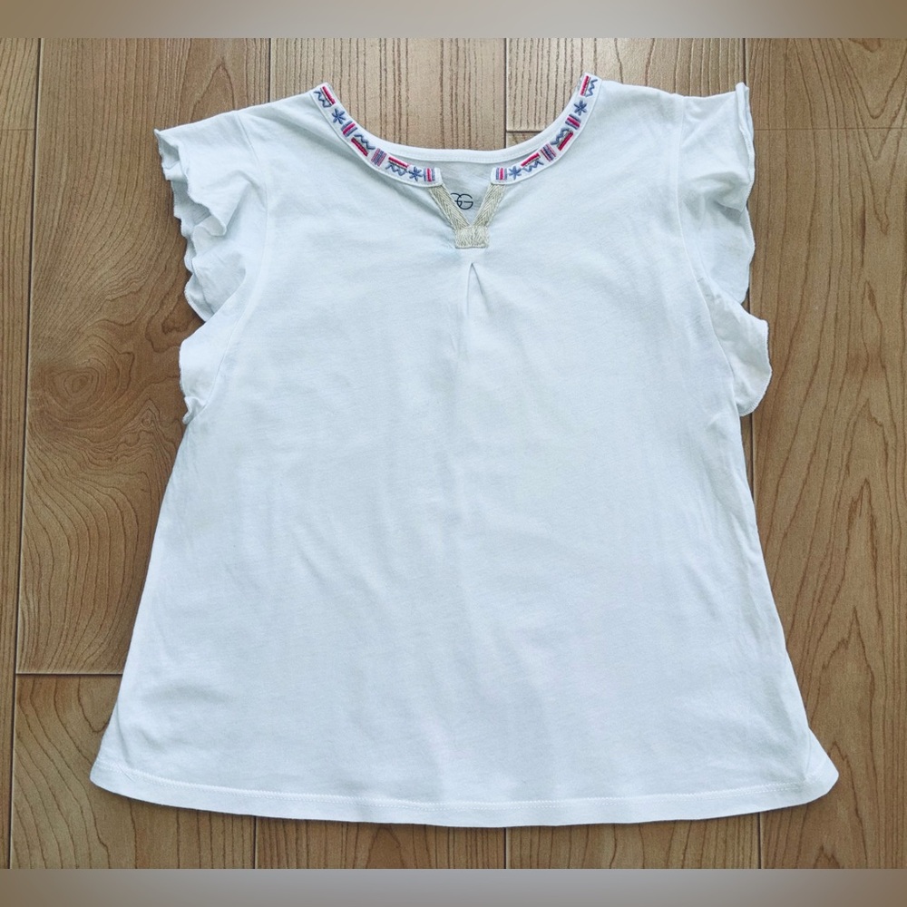 Egg by Susan Lazar Girls Nicole White Ruffle Top